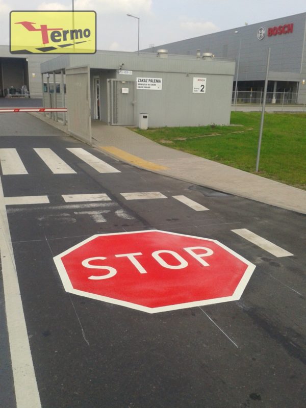 oznakowanie poziome - znak stop z masy termoplastycznej oznakowanie poziome - znak stop z masy termoplastycznej